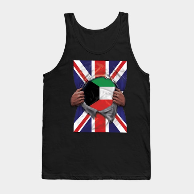 Kuwait Flag Great Britain Flag Ripped - Gift for Kuwaiti From Kuwait Tank Top by Country Flags